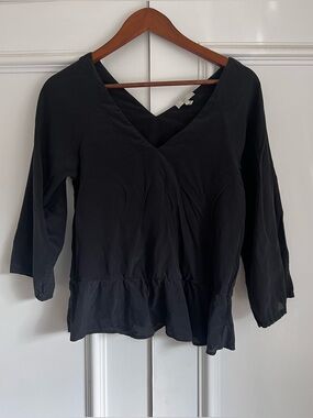 Joie Black V-Neck Peplum Top